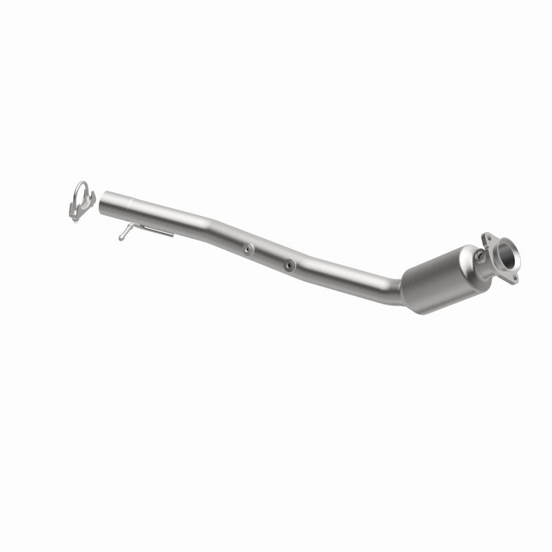 MagnaFlow 5451713 carb direct-fit catalytic converter, opposite front three-quarter view of the turntable spin