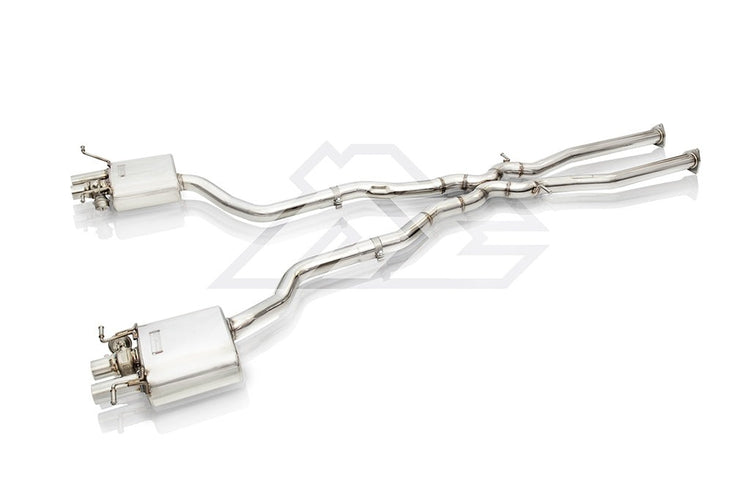 A top view of FI Exhaust Valvetronic Cat-Back System For Bentley Continental GT 4.0TT V8/6.0TT W12 | 2003-2018 with white background