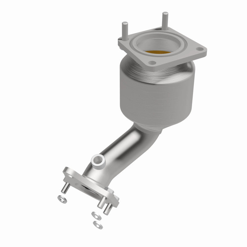 MagnaFlow 5582163 carb direct-fit catalytic converter, front three-quarter view of the turntable spin