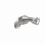 MagnaFlow 5451400 carb direct-fit catalytic converter, front three-quarter view of the turntable spin