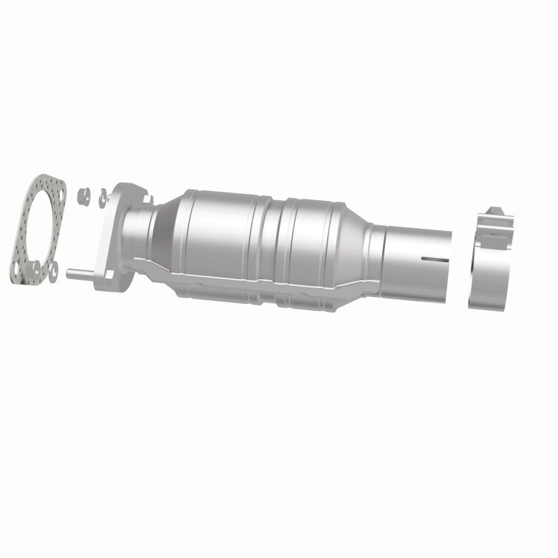 MagnaFlow 5421269 carb direct-fit catalytic converter, side view of the turntable spin