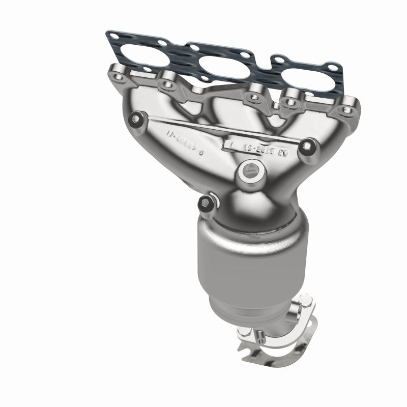 MagnaFlow 52743 oem grade manifold converter, opposite rear three-quarter view of the turntable spin