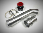 A top view of Evolution Racewerks BMW N20 (2.0T) E84 X1 / E89 Z4 Turbo to Intercooler Charge Pipe (TIC) in Brushed Finish