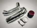 A top view of Mirror Polished Evolution Racewerks BMW B46/B48 Charge Pipe Kit