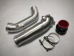 A top view of Brushed Evolution Racewerks BMW B46/B48 Charge Pipe Kit