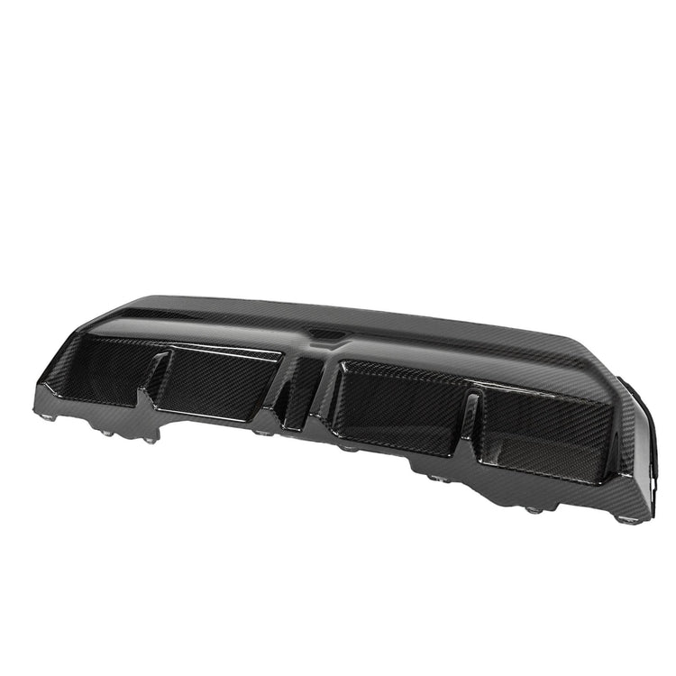 wide view of TRE Pre-preg Carbon Fibre Rear Diffuser for BMW 2 Series 220i & M240i G42 2021+ with white background