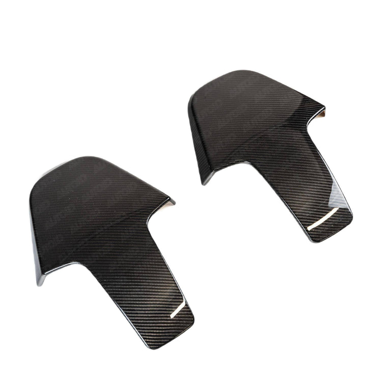 wide view of TRE Pre-Preg Carbon Fibre Seat Back Cover for BMW 2 Series / M2 / M3 / M4 / M8 / X Series 2019+ with white background