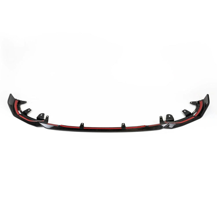 wide view of TRE Pre-Preg Carbon Fibre Front Splitter for BMW 2 Series / M240i 2021+ with white background