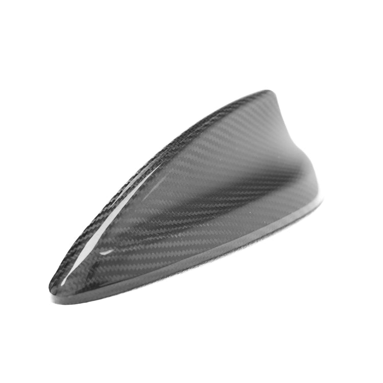 wide view of TRE Carbon Fibre Shark Fin Aerial Cover for BMW Series 2 / 3 / 4 / 5 / 7 / 8 / M Series 2012+ with white background