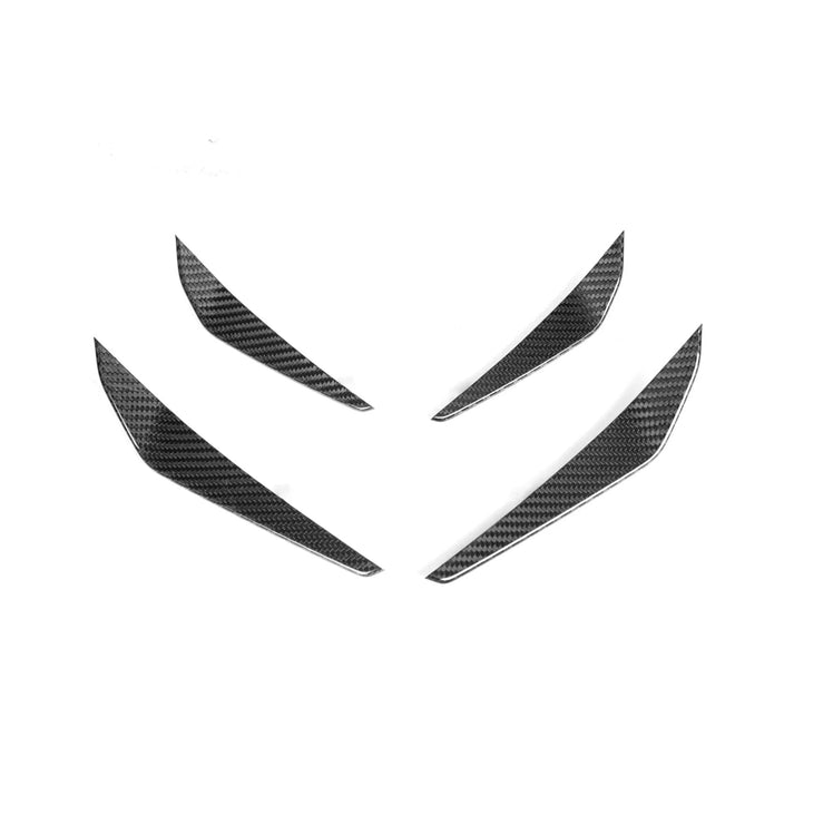 wide view of TRE Pre-Preg Carbon Fibre Front Canard Trims for BMW M3 G80 / G81 & M4 G82 / G83 with white background