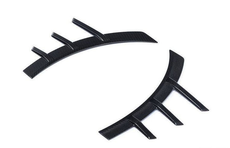 wide view of TRE Pre-Preg Carbon Fibre Front Side Fender Trim Spats for BMW M2 G87 2023+ with white background