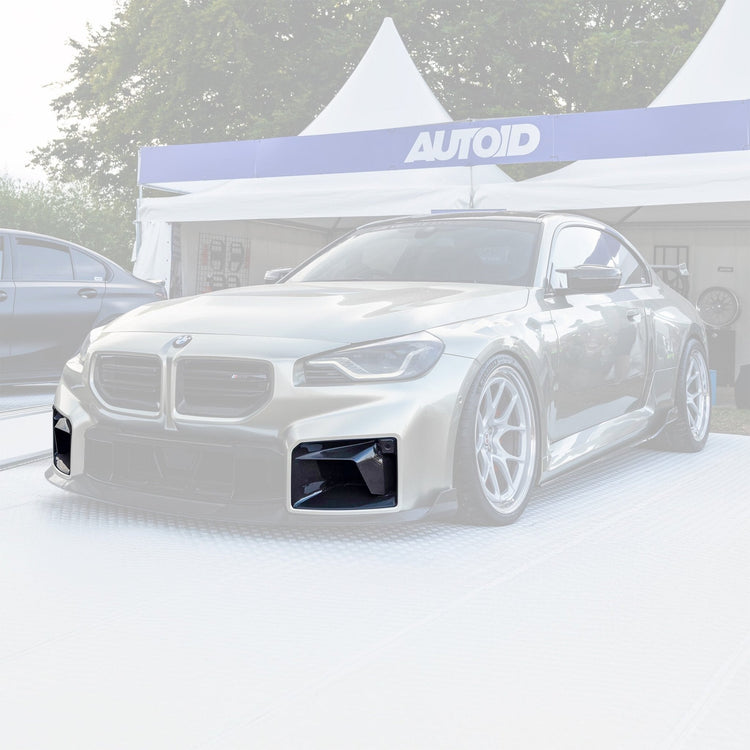 wide view of TRE Pre-Preg Carbon Fibre TR87 Front Air Ducts for BMW M2 G87 (2023+) fitted inside a car