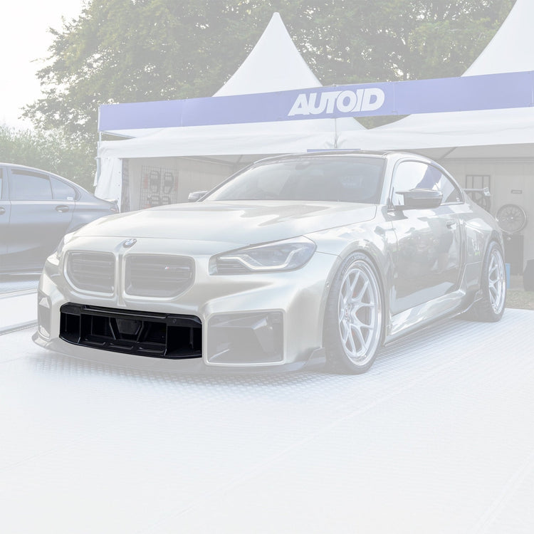 wide view of TRE Pre-Preg Carbon Fibre TR87 Front Bumper Centre Trim for BMW M2 G87 (2023+) fitted inside a car