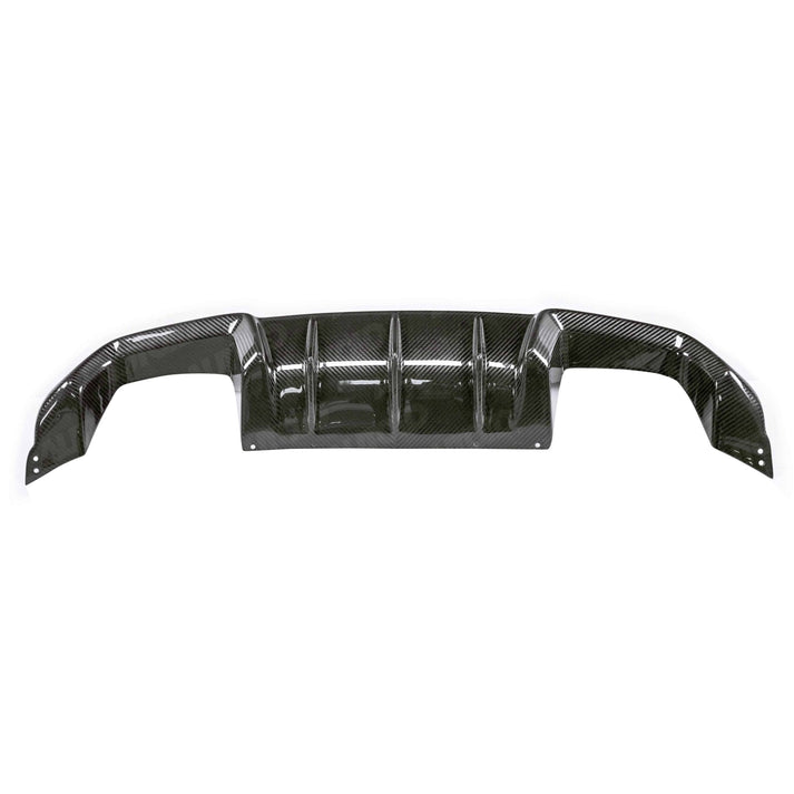 wide view of TRE Pre-preg Carbon Fibre Rear Diffuser for BMW M2 & M2 Competition 2015-2021 with white background
