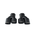 wide view of TRE Cerakote Black Exhaust Tips for BMW M240i / M340i / M440i 2020+ with white background