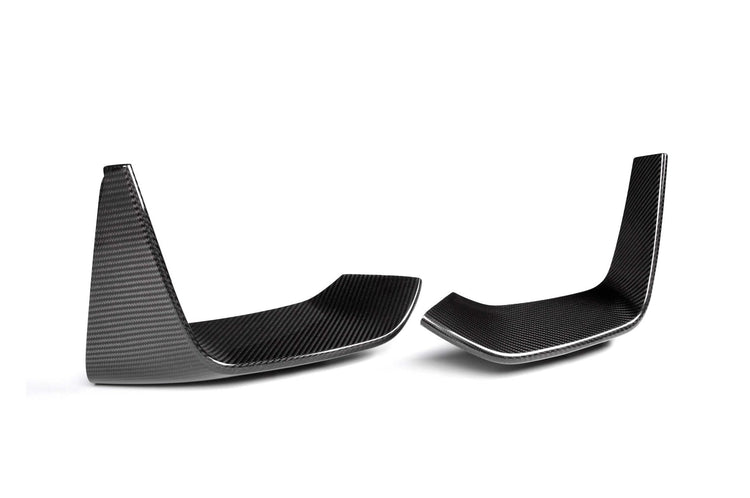 wide view of TRE Pre-Preg Carbon Fibre Front Bumper Inserts for BMW M3 (F80) / M4 (F82) 2014-2020 with white background