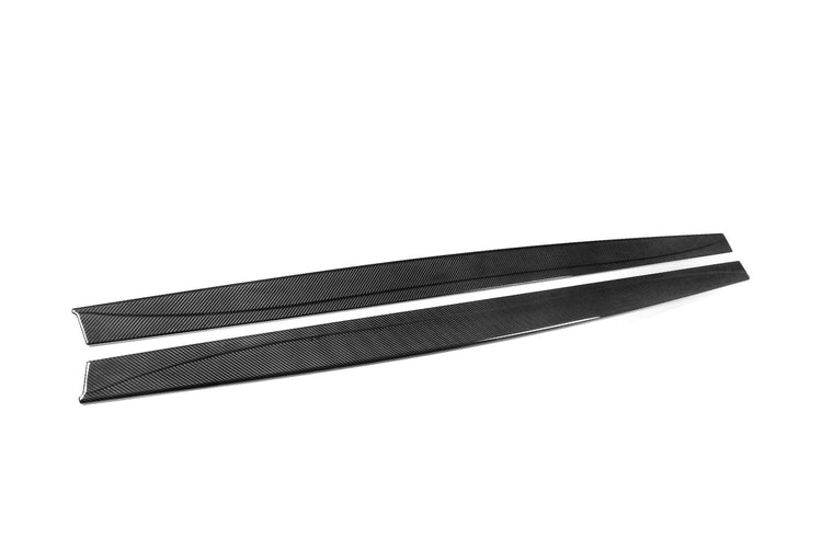 close view of TRE Preg Carbon Fiber Side Skirts for BMW M3/ M4 F8X 2014-2020 with white background
