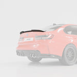 wide view of TRE Pre-preg Carbon Fibre PR-1 Rear Spoiler for BMW M3 G80 & 3 Series G20 2018+ with white background