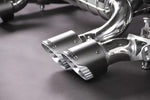 Close-up of Capristo Wicrom angled tips for BMW M3 G80 with silver inserts