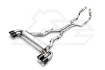 A top view of FI Exhaust Valvetronic Cat-Back System For BMW F90 M5 / Competition (EU6II OPF) 2020-2023 with white background
