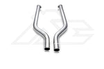 A top view of FI Exhaust Valvetronic Cat-Back System For BMW F90 M5 / Competition (EU6II OPF) 2020-2023 downpipe with white background