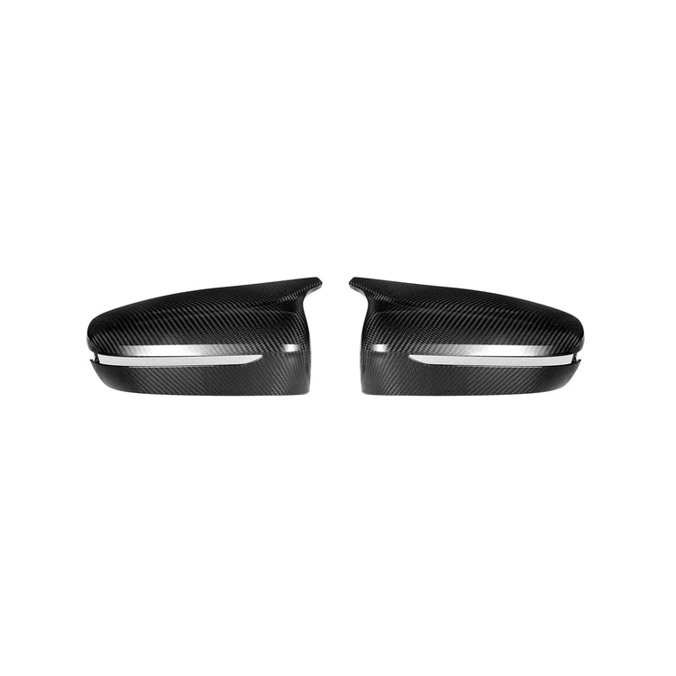 wide view of TRE Pre-preg Carbon Fibre M Style Mirror Covers for BMW M5 F90 2018+ with white background