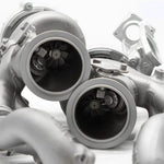 A close up view of Pure Turbos Turbo Upgrade Pure1200 for BMW N74 (M760i) 2017-2022 with white background