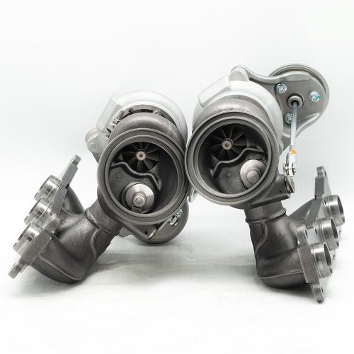 A wide view of Pure Turbos Turbo Upgrade Pure600 for BMW N54 2006-2016 with white background