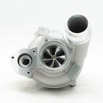 A front close up view of Pure Turbos Turbo Upgrade Pure550 for BMW N55 2009-2019 with white background