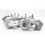 A front wide view of Pure Turbos Turbo Upgrade Pure Stage 2 (Hi-Flow) for BMW S55 (M2 / M3 / M4) 2014-2020 with white background