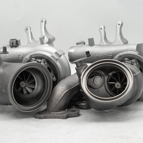 A front view of Pure Turbos Turbo Upgrade Pure Stage 2+ for BMW S55 (M2 / M3 / M4) 2014-2020 with white background