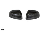 wide view of TRE Pre-Preg Carbon Fibre Mirror Covers for BMW X3-X7 2018+ with white background
