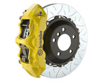 A front view of Brembo GT Front Big Brake Kit 380x32 2-Piece 6-Piston Type 3 Rotors for Honda Civic Type-R (FL5) in yellow caliper with white background