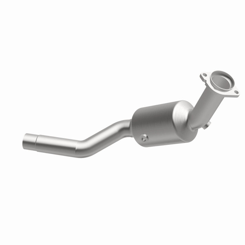 MagnaFlow 5461954 carb direct-fit catalytic converter, opposite front three-quarter view of the turntable spin