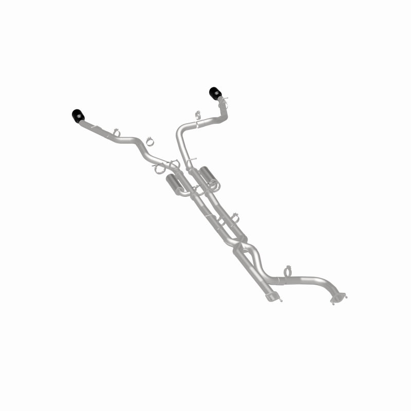 MagnaFlow 19705 speq series cat-back exhaust, rear three-quarter view of the turntable spin