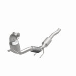 MagnaFlow 280134 oem grade direct-fit catalytic converter, opposite front three-quarter view of the turntable spin