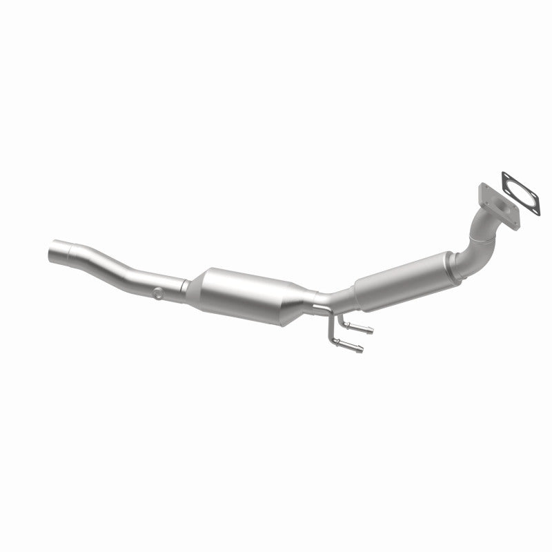 MagnaFlow 5461526 carb direct-fit catalytic converter, opposite rear three-quarter view of the turntable spin