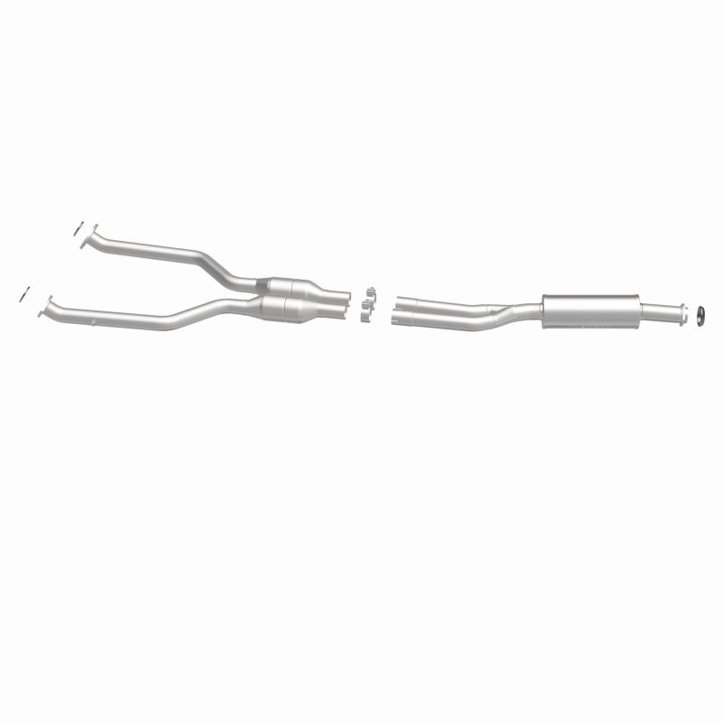 MagnaFlow 5571315 carb direct-fit catalytic converter, side view of the turntable spin
