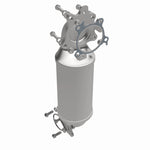 MagnaFlow 280765 oem grade direct-fit catalytic converter, front three-quarter view of the turntable spin