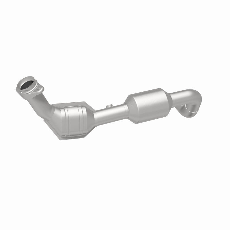 MagnaFlow 52449 oem grade direct-fit catalytic converter, rear three-quarter view of the turntable spin