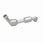 MagnaFlow 52449 oem grade direct-fit catalytic converter, rear three-quarter view of the turntable spin