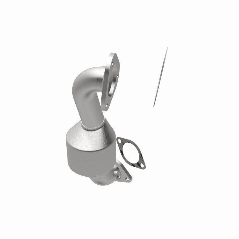MagnaFlow 5582957 carb direct-fit catalytic converter, opposite rear three-quarter view of the turntable spin
