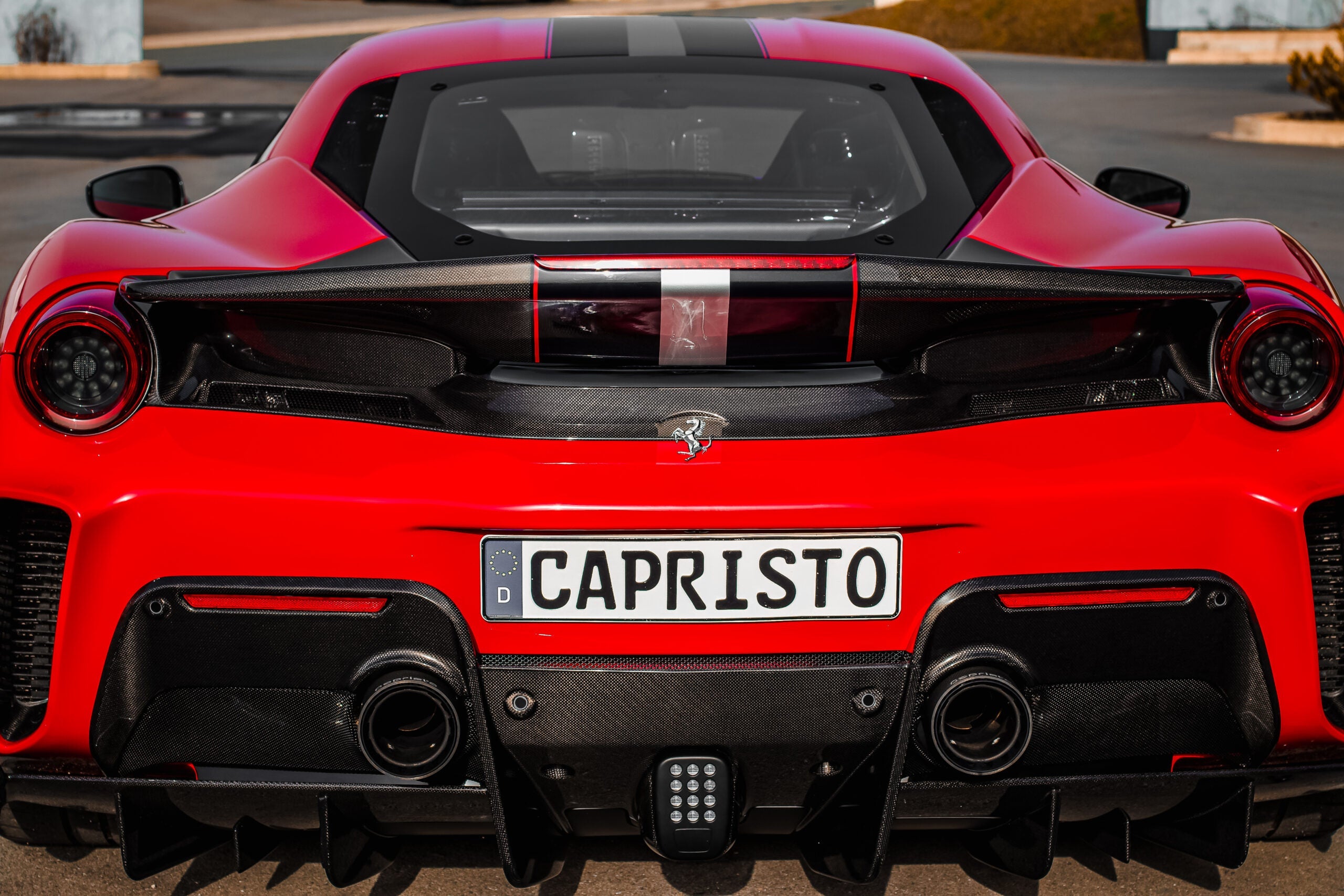 Ferrari 488 Pista rear with Capristo carbon diffuser