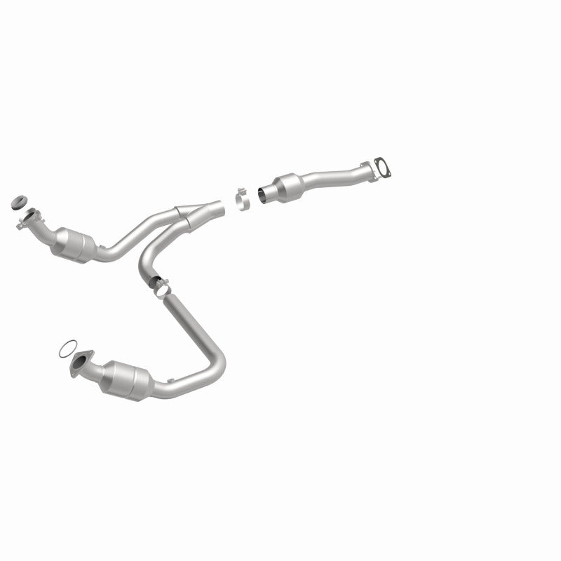 MagnaFlow 5481134 carb direct-fit catalytic converter, front three-quarter view of the turntable spin