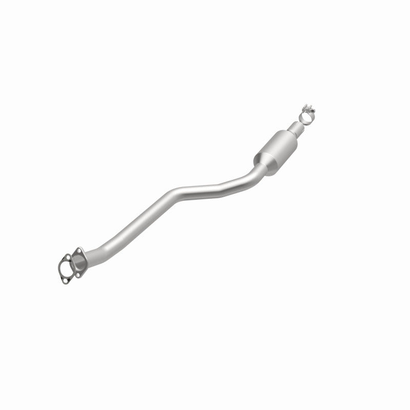 MagnaFlow 5571375 carb direct-fit catalytic converter, opposite front three-quarter view of the turntable spin