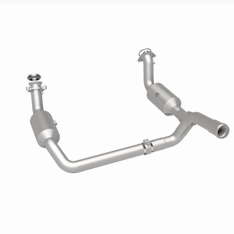 MagnaFlow 280656 oem grade direct-fit catalytic converter, rear three-quarter view of the turntable spin