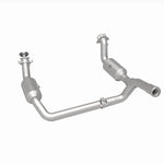 MagnaFlow 280656 oem grade direct-fit catalytic converter, rear three-quarter view of the turntable spin