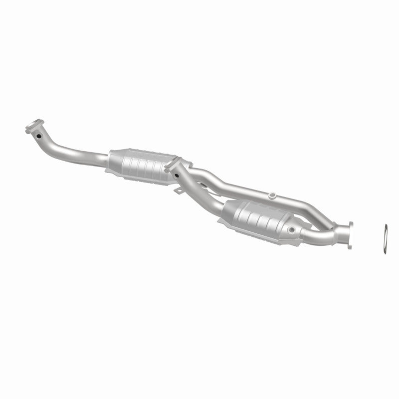 MagnaFlow 4451543 carb direct-fit catalytic converter, side view of the turntable spin