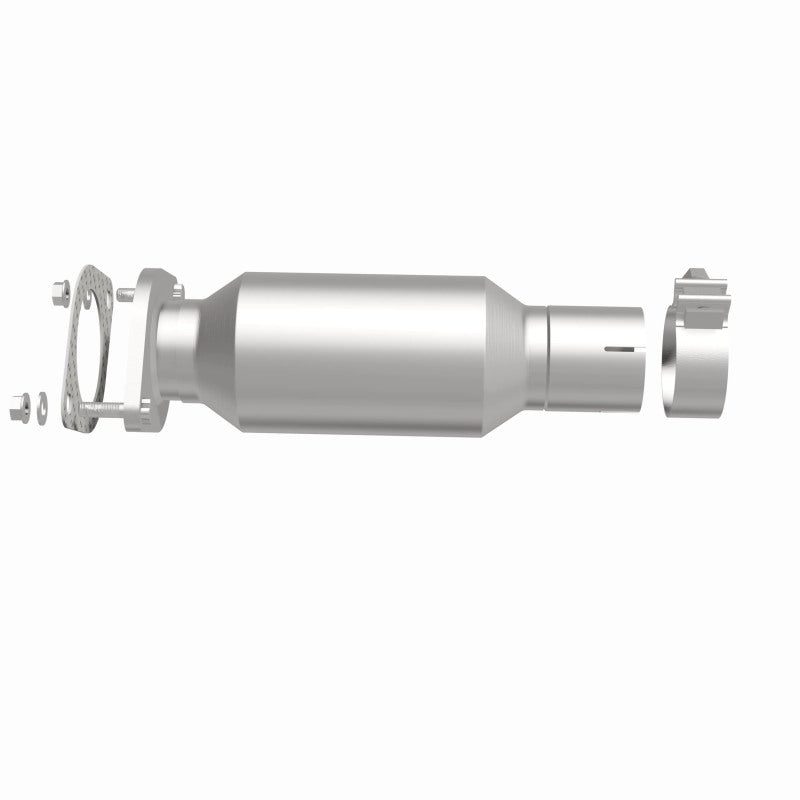 MagnaFlow 5592221 carb direct-fit catalytic converter, side view of the turntable spin