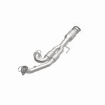 MagnaFlow 5421710 carb direct-fit catalytic converter, opposite front three-quarter view of the turntable spin